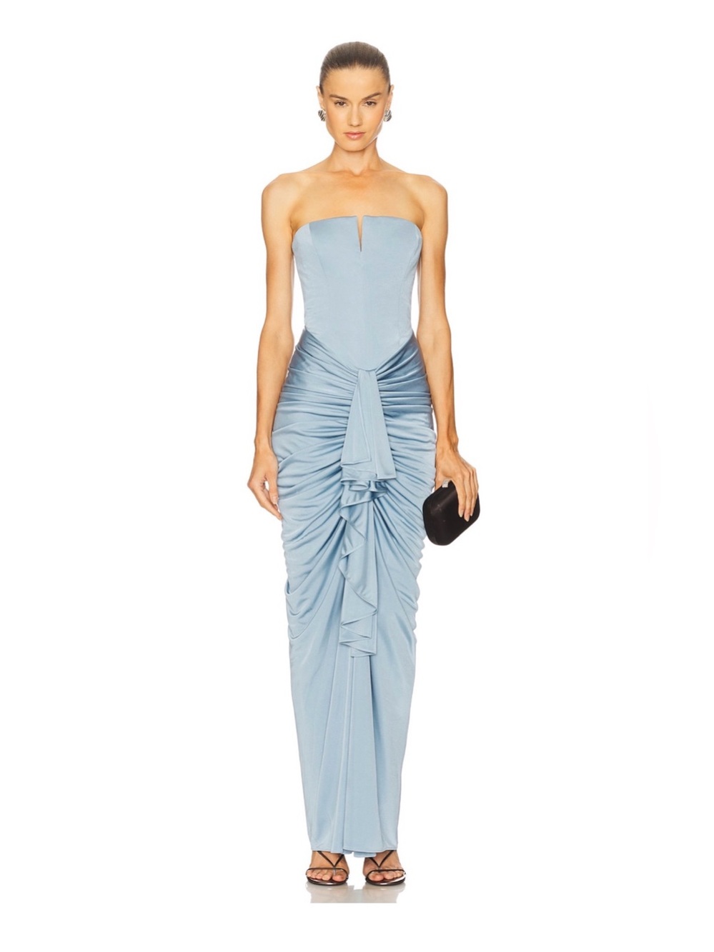 Strapless Light Blue Ruched Evening Dress NWT